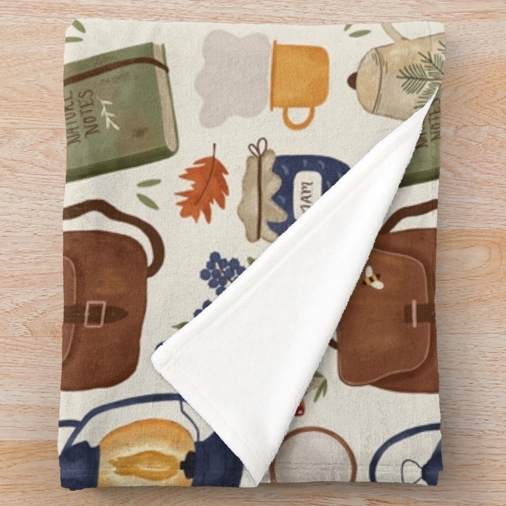 Woodland Wanderings Plush Blanket with nature-inspired design