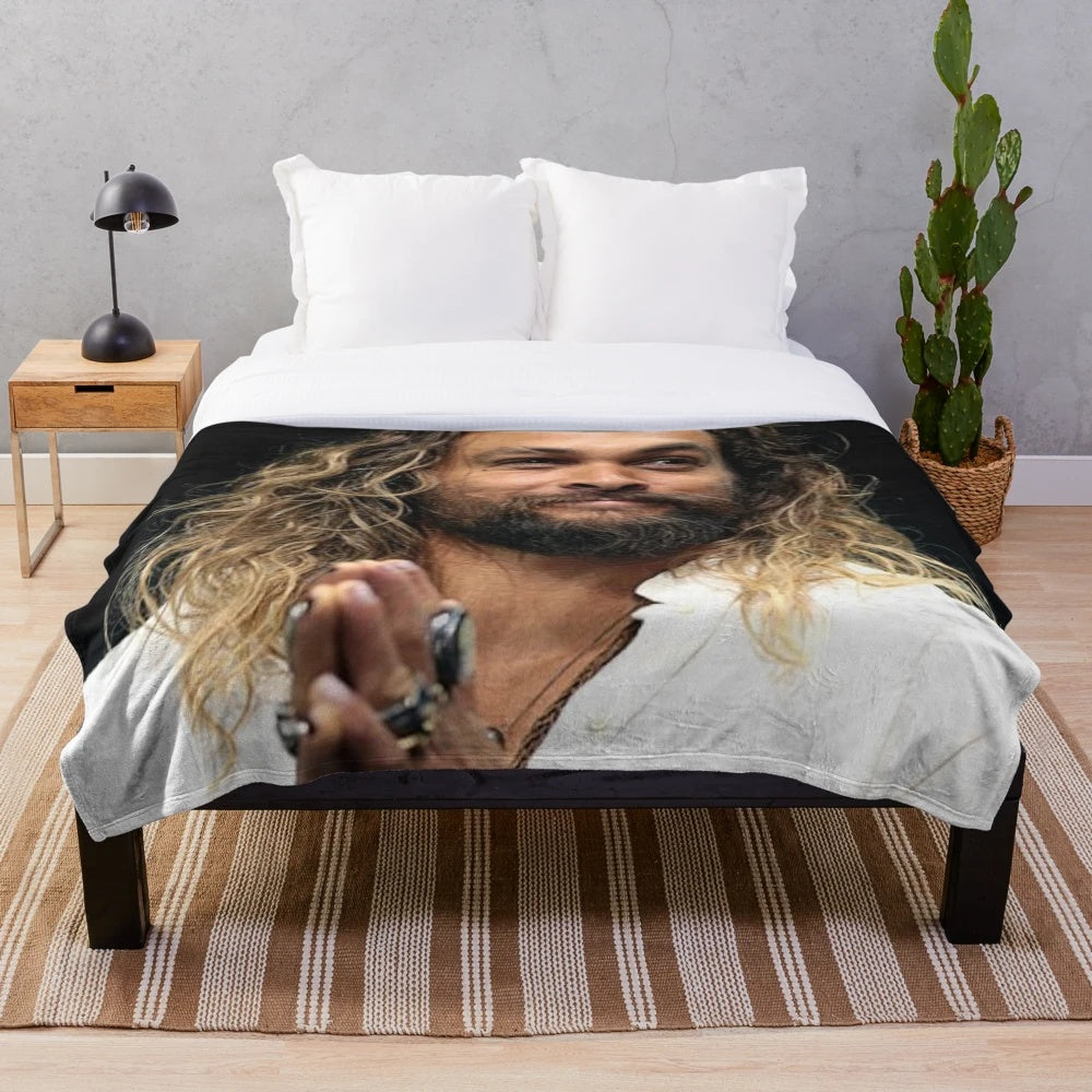 Jason Momoa inspired custom plush blanket