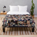 A cozy plush blanket featuring a collage of images showcasing the renowned actor Tom Hiddleston