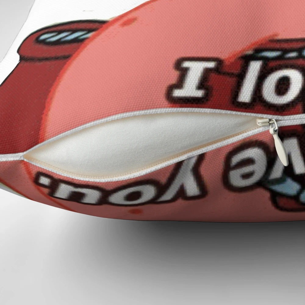 "Plush Patrick Star pillow with 'I Love You' text, perfect for Spongebob fans"