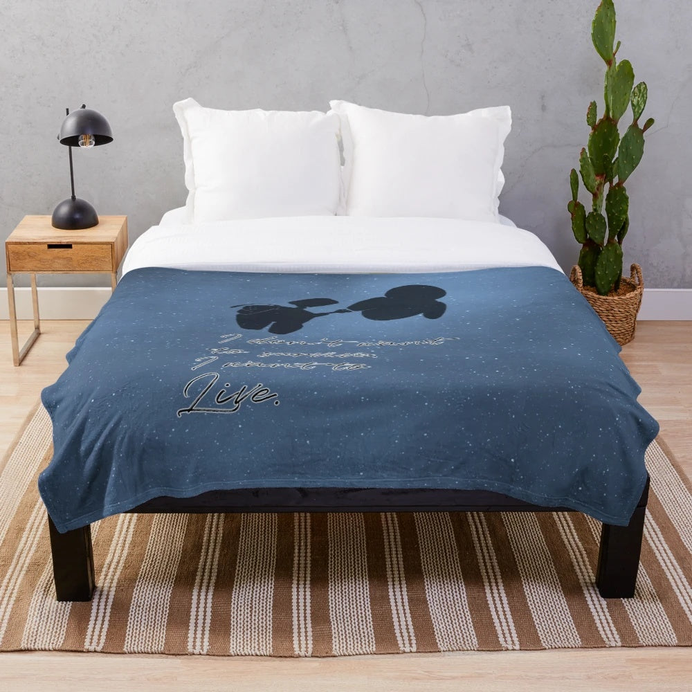 Cozy space robot love-themed plush blanket