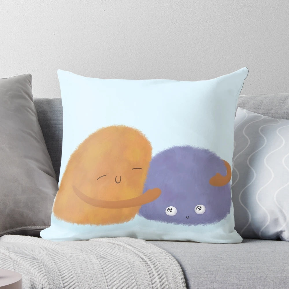Soft, plush hug pillow featuring a cute monster design