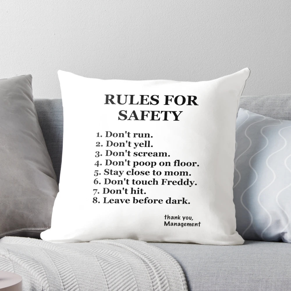 FNaF-Rules Pillow featuring Freddy Fazbear and the rules for safety