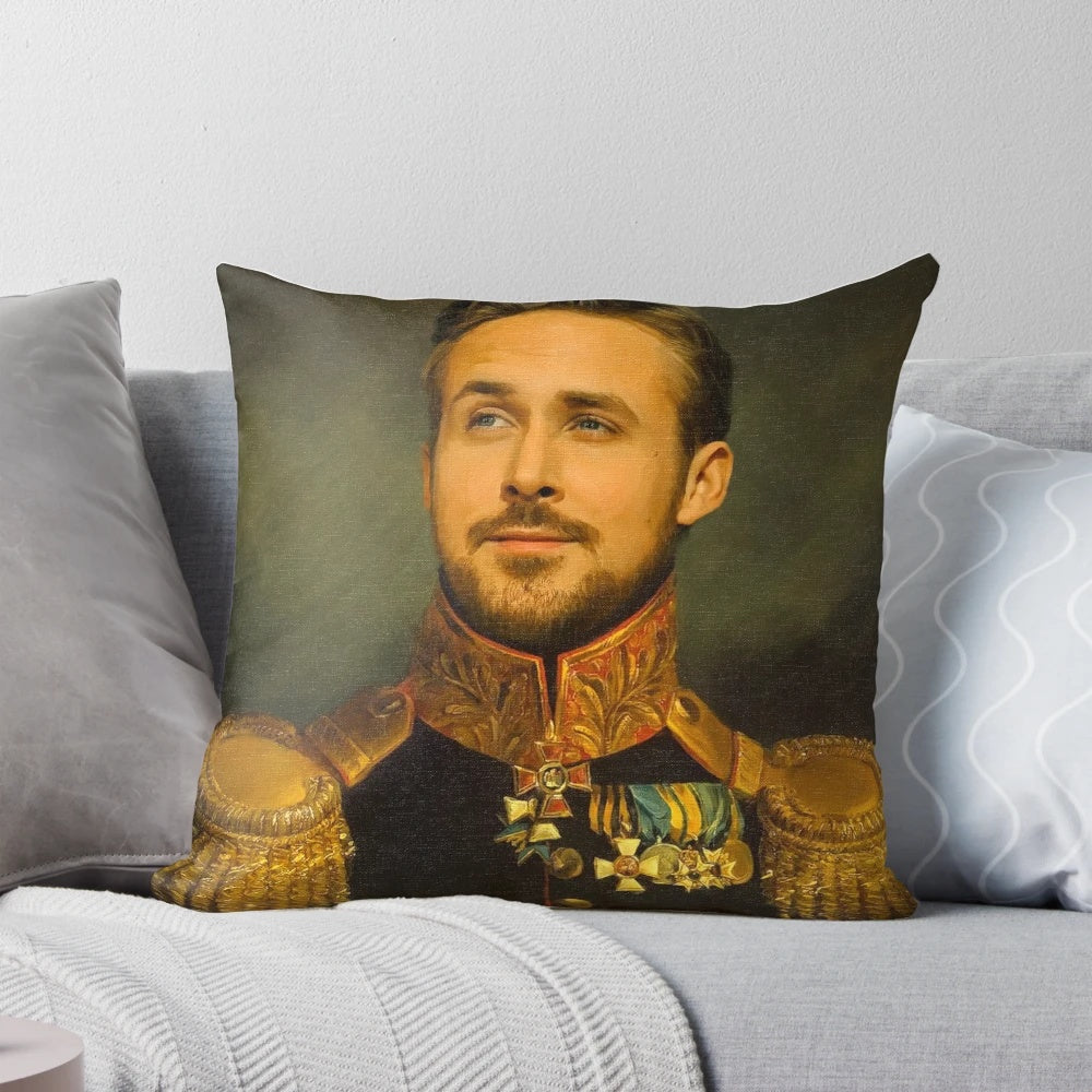 Plush Ryan Gosling pillow with photographic print of the popular Hollywood actor