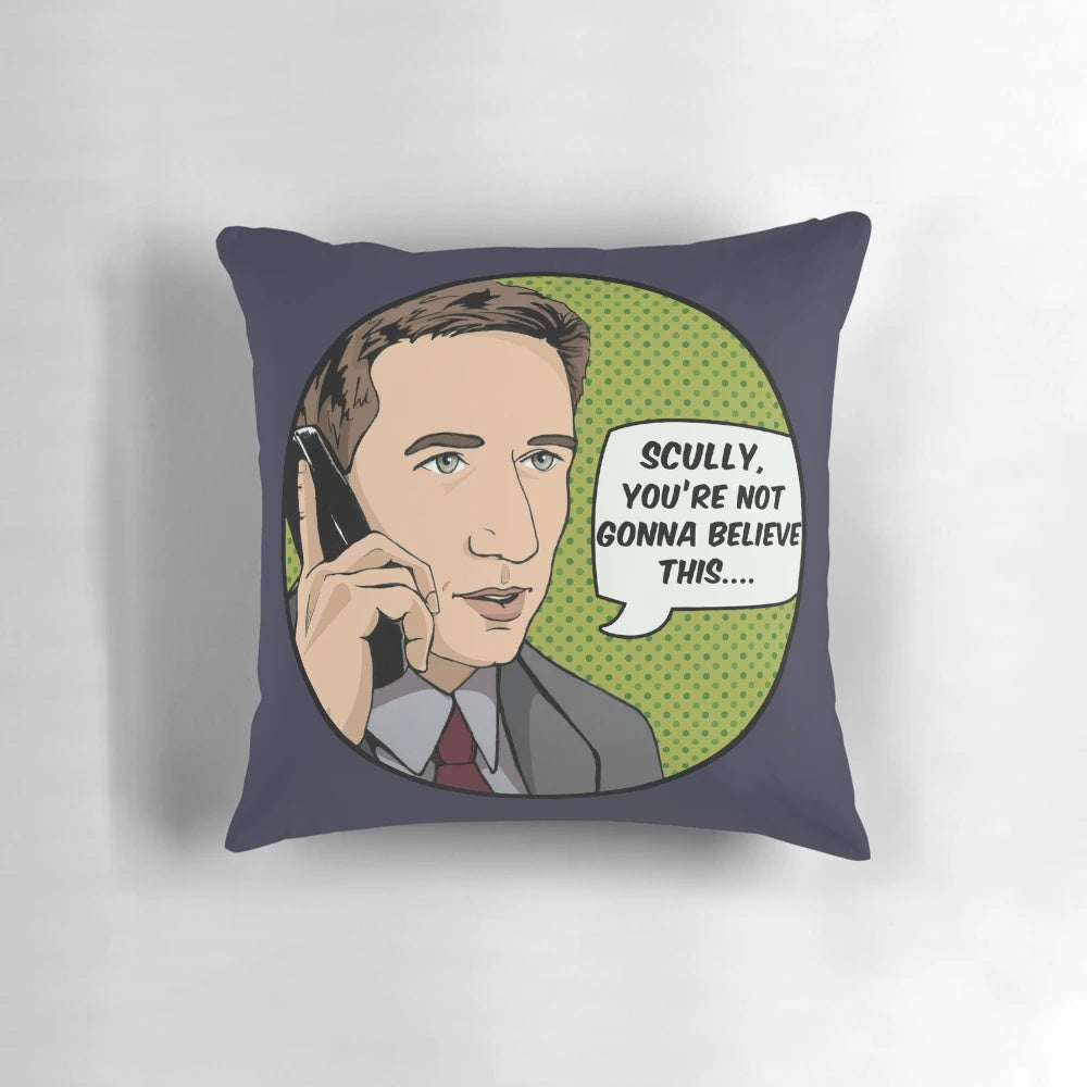 A cozy Pop Mulder pillow featuring the beloved character from the hit TV series X-Files