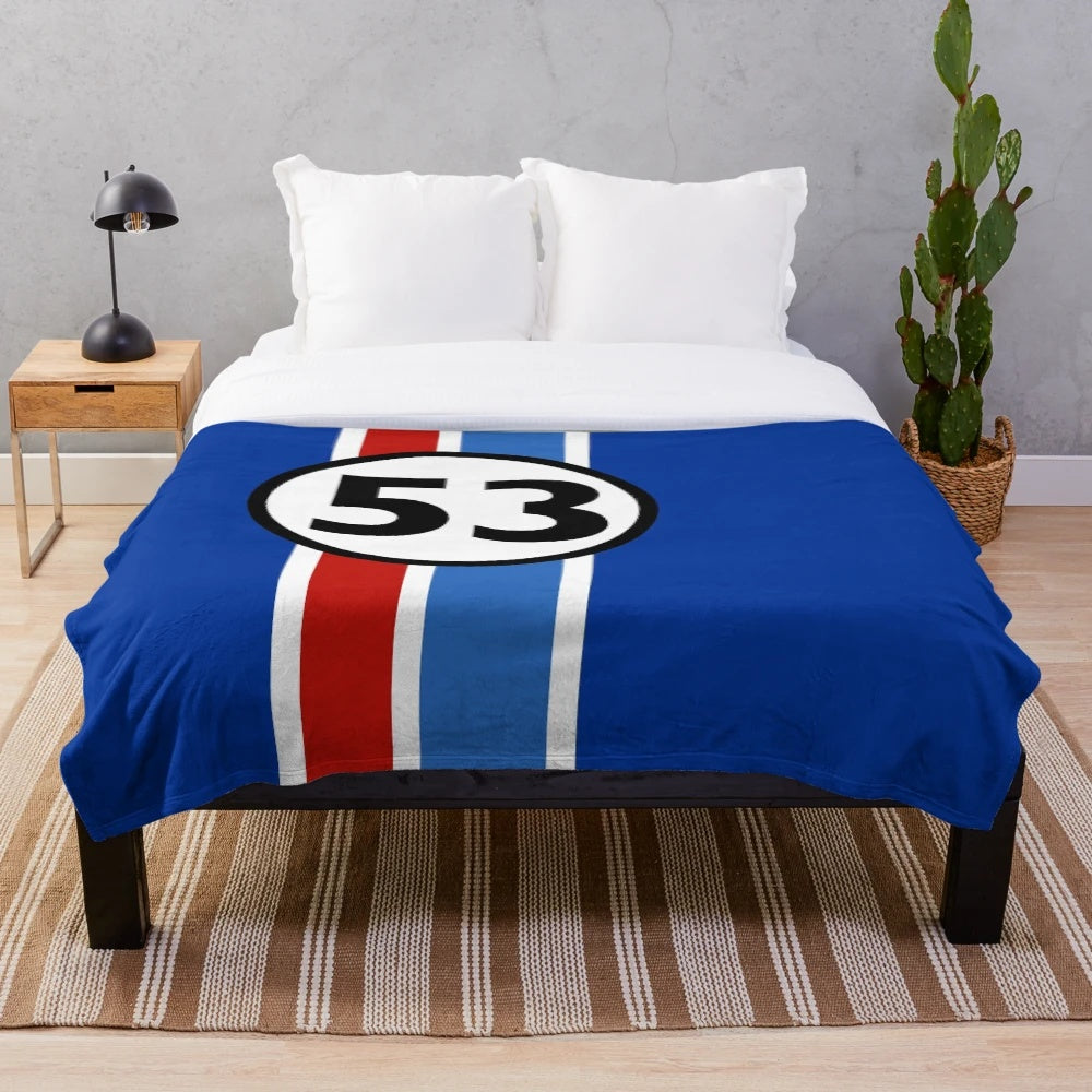 Herbie 53 Plush Blanket with Volkswagen Love Bug Graphic