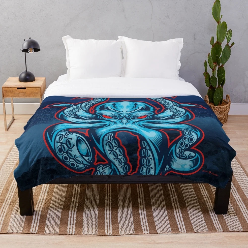 Kraken-inspired plush blanket featuring a cozy octopus design