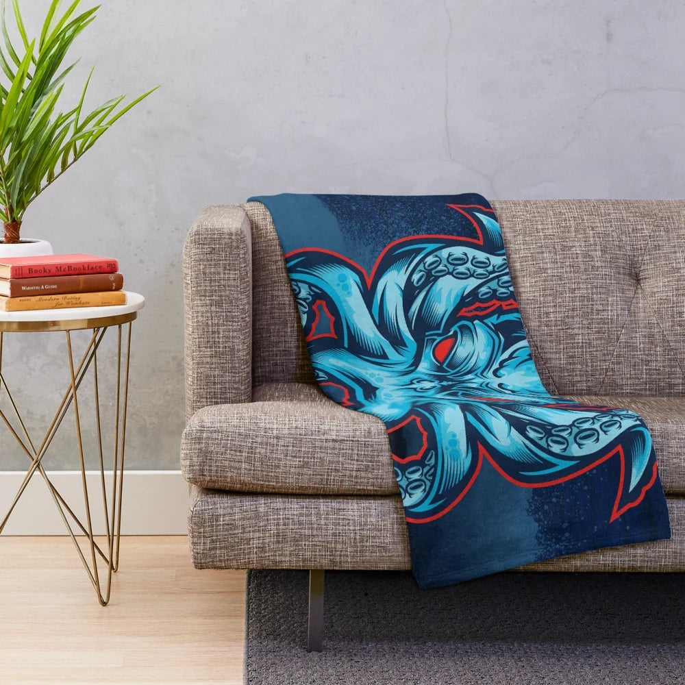 Kraken-inspired plush blanket featuring a cozy octopus design
