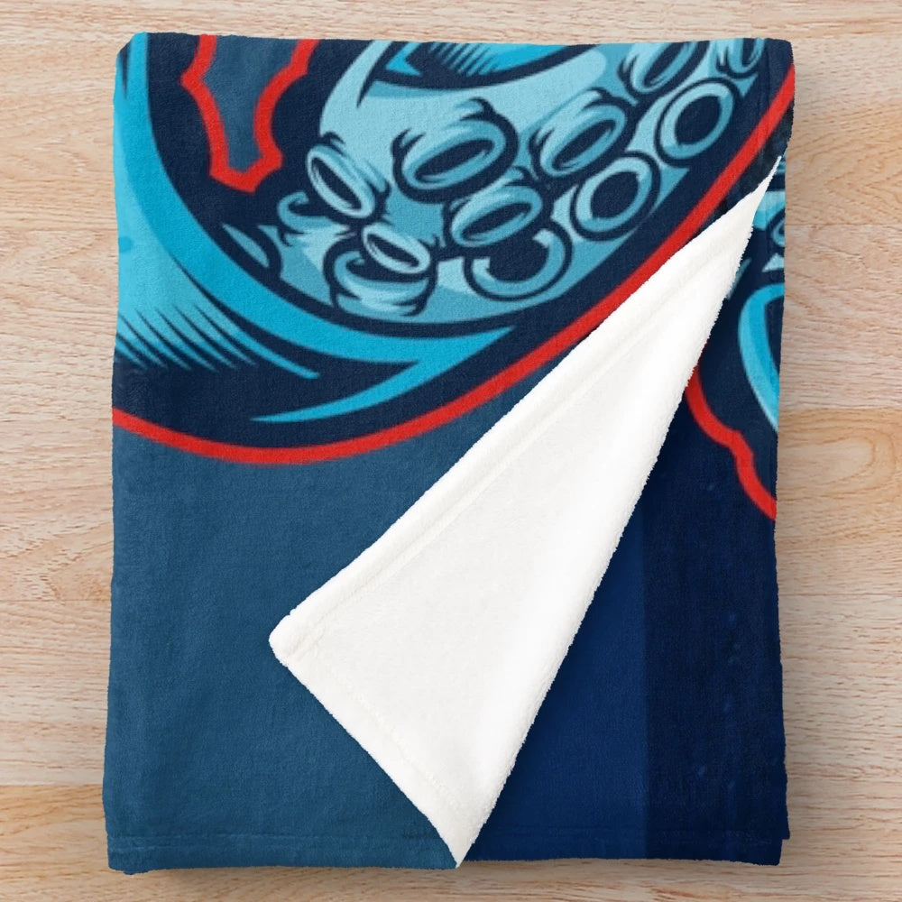 Kraken-inspired plush blanket featuring a cozy octopus design