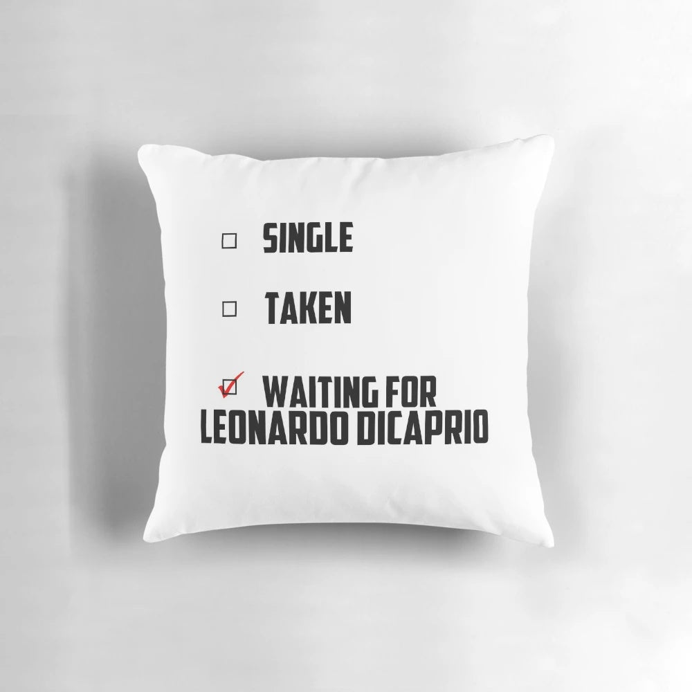 Plush pillow featuring an image of Leonardo DiCaprio, perfect for fans and home decor enthusiasts.