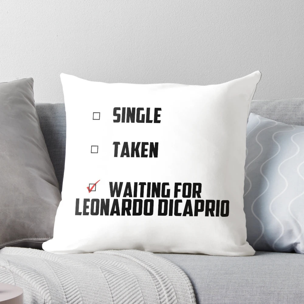 Plush pillow featuring an image of Leonardo DiCaprio, perfect for fans and home decor enthusiasts.