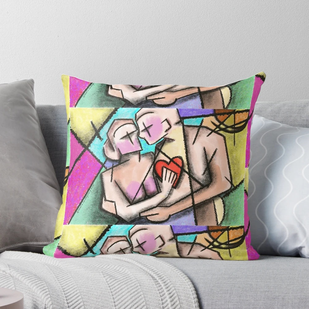 A plush, heart-shaped pillow for cuddling and emotional support