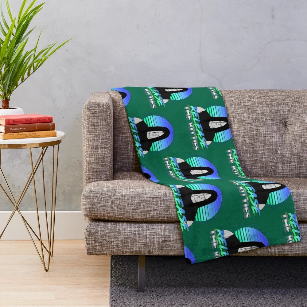 Plush blanket featuring metal band-inspired kitties design