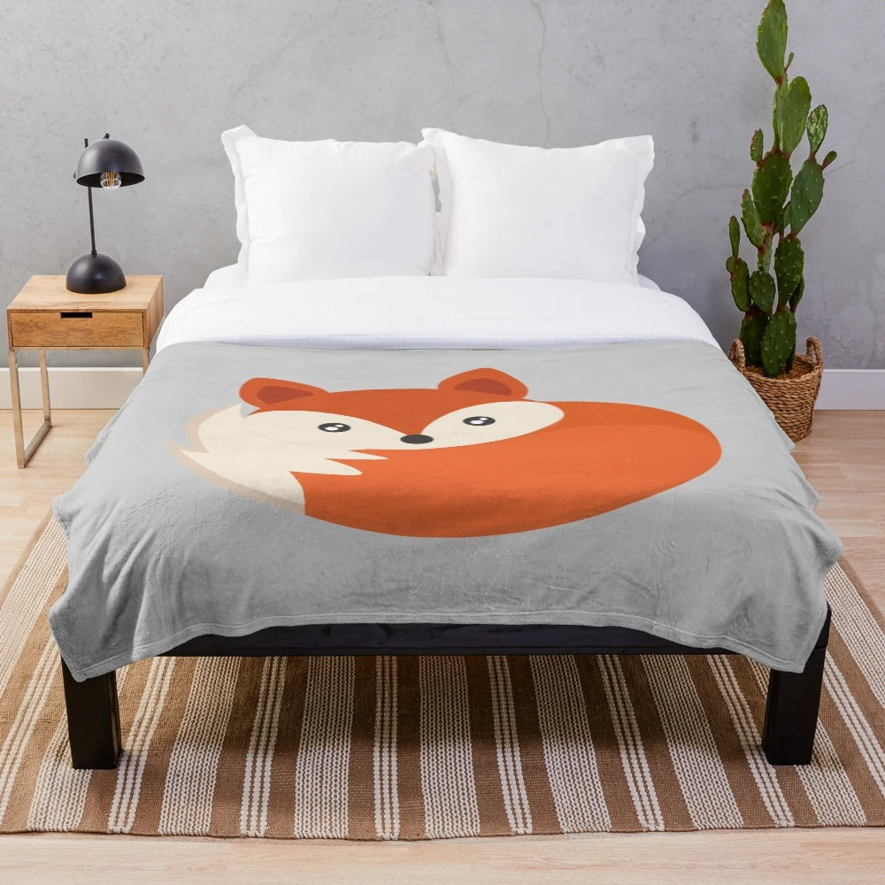 Cozy red fox plush blanket