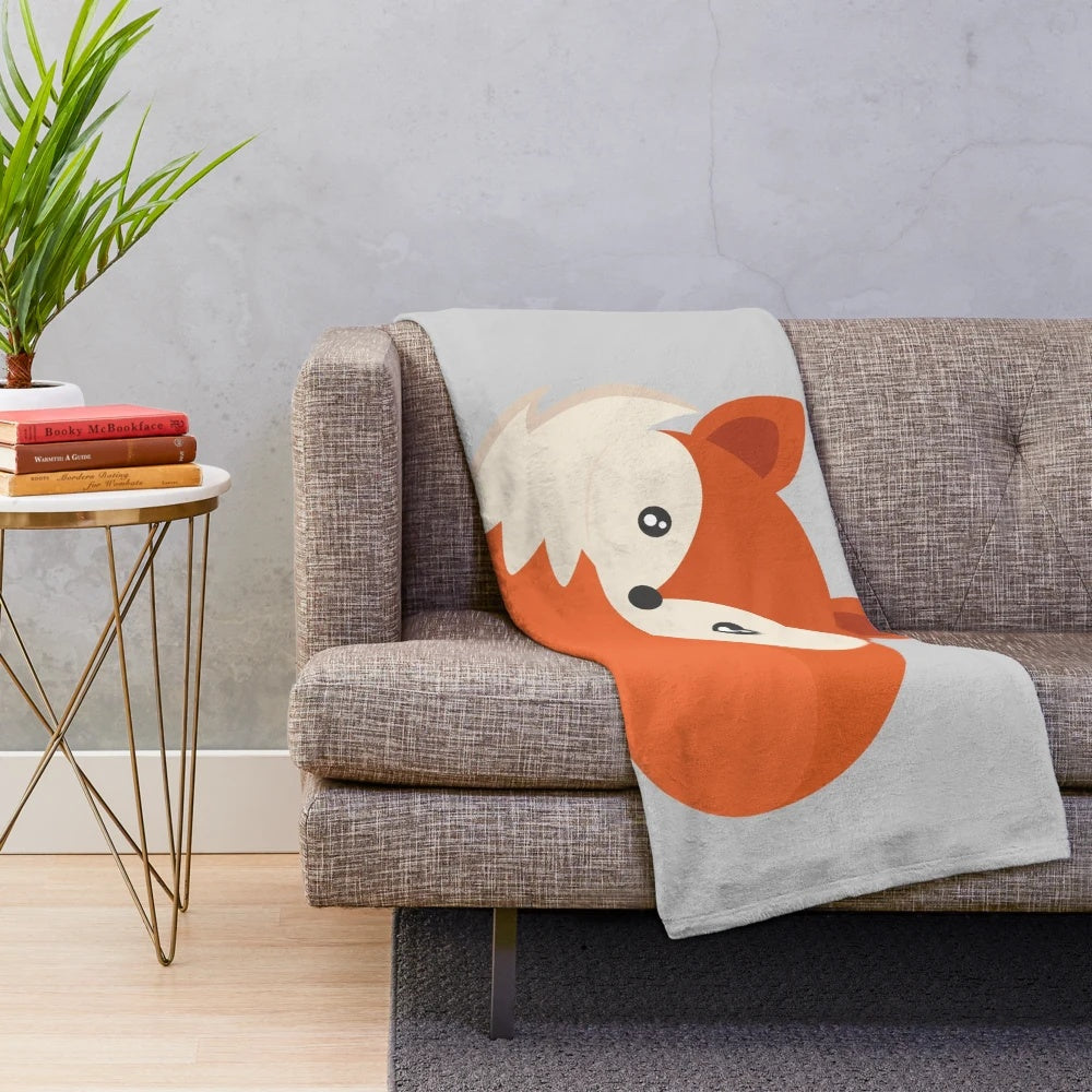 Cozy red fox plush blanket