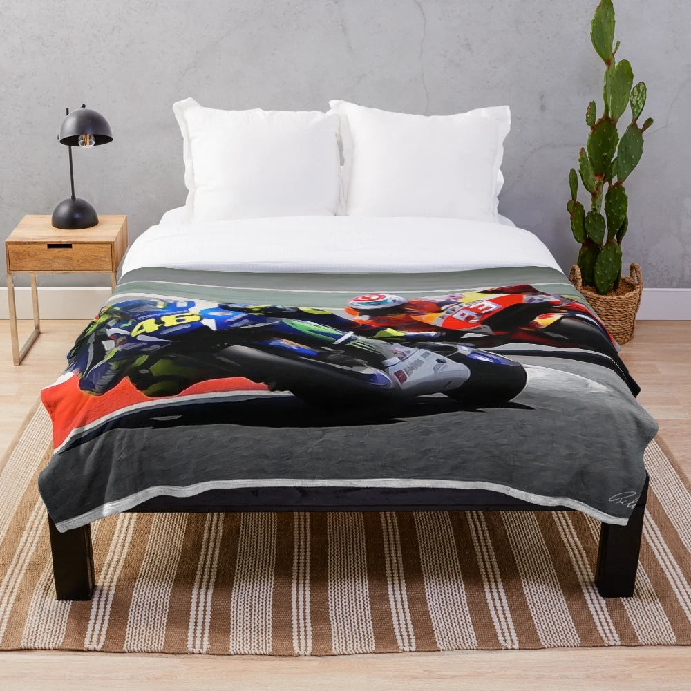 Plush blanket with motogp design