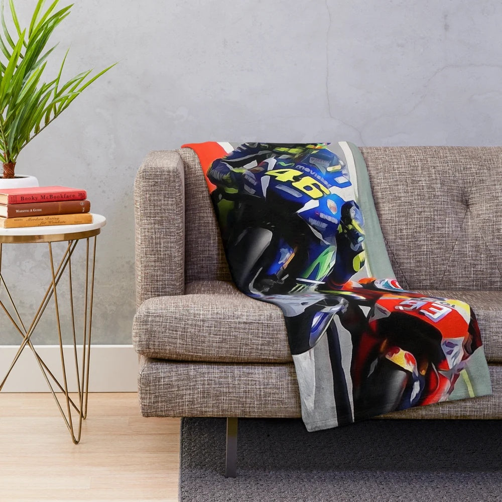 Plush blanket with motogp design