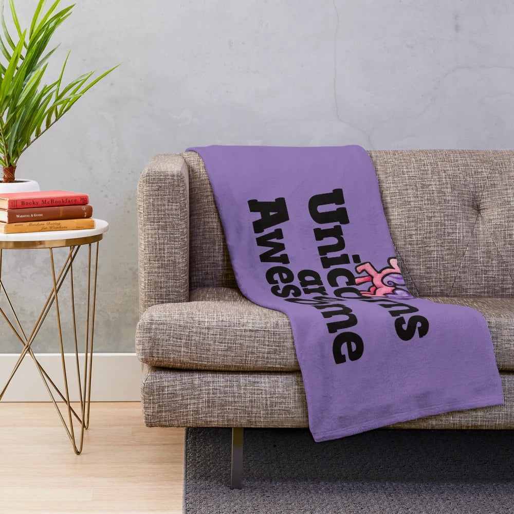 Soft and cozy plush unicorn blanket for a magical bedroom decor