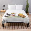 Plush Winnie the Pooh and Christopher Robin themed blanket