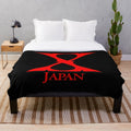 Red plush blanket featuring the iconic X Japan band logo