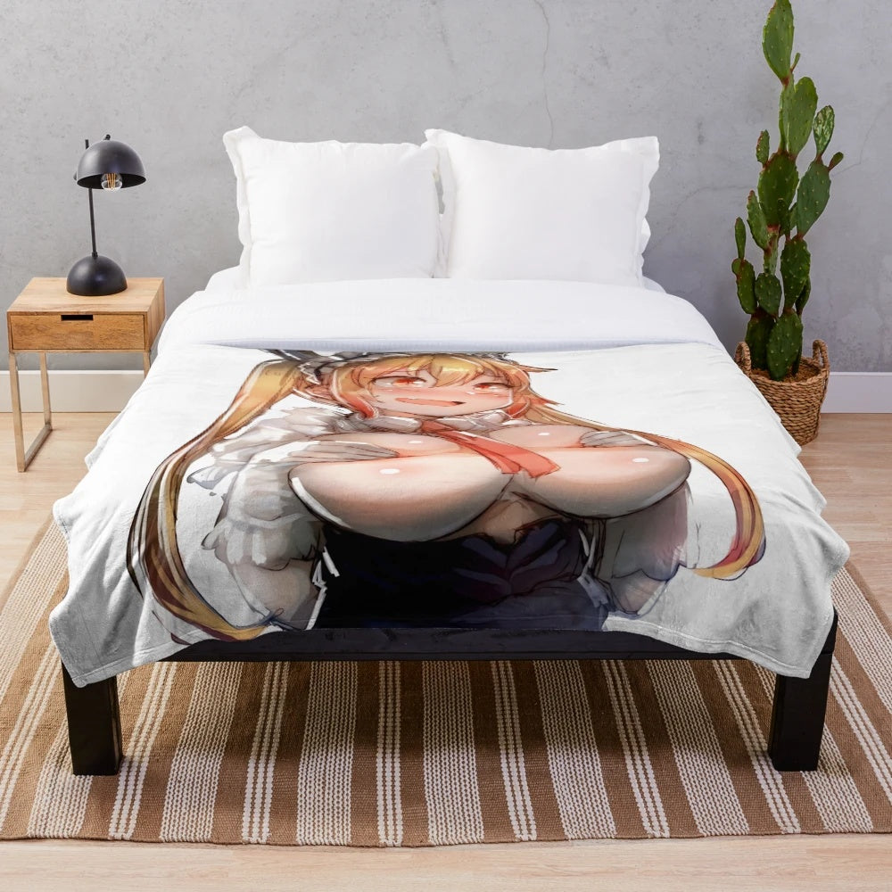 Soft and cozy anime-themed plush blanket