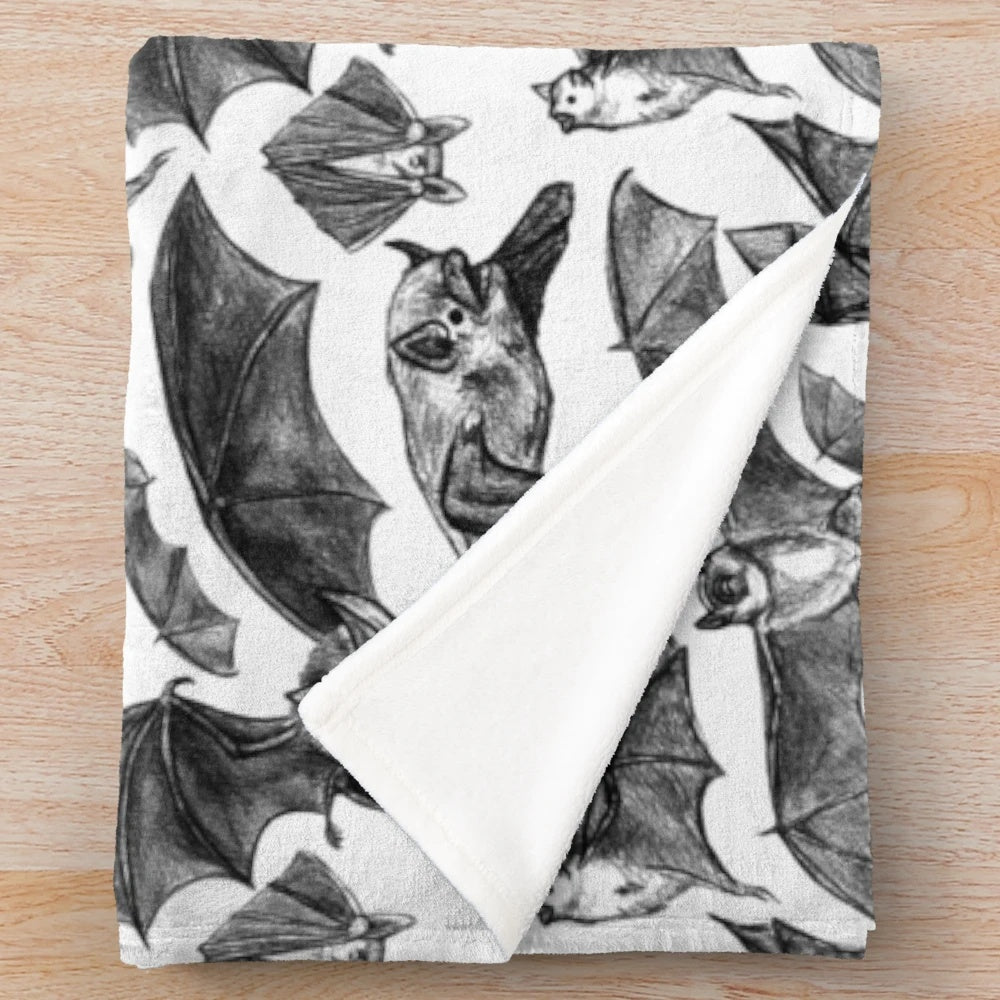 Soft, plush bat pattern blanket for cozy, snuggly comfort