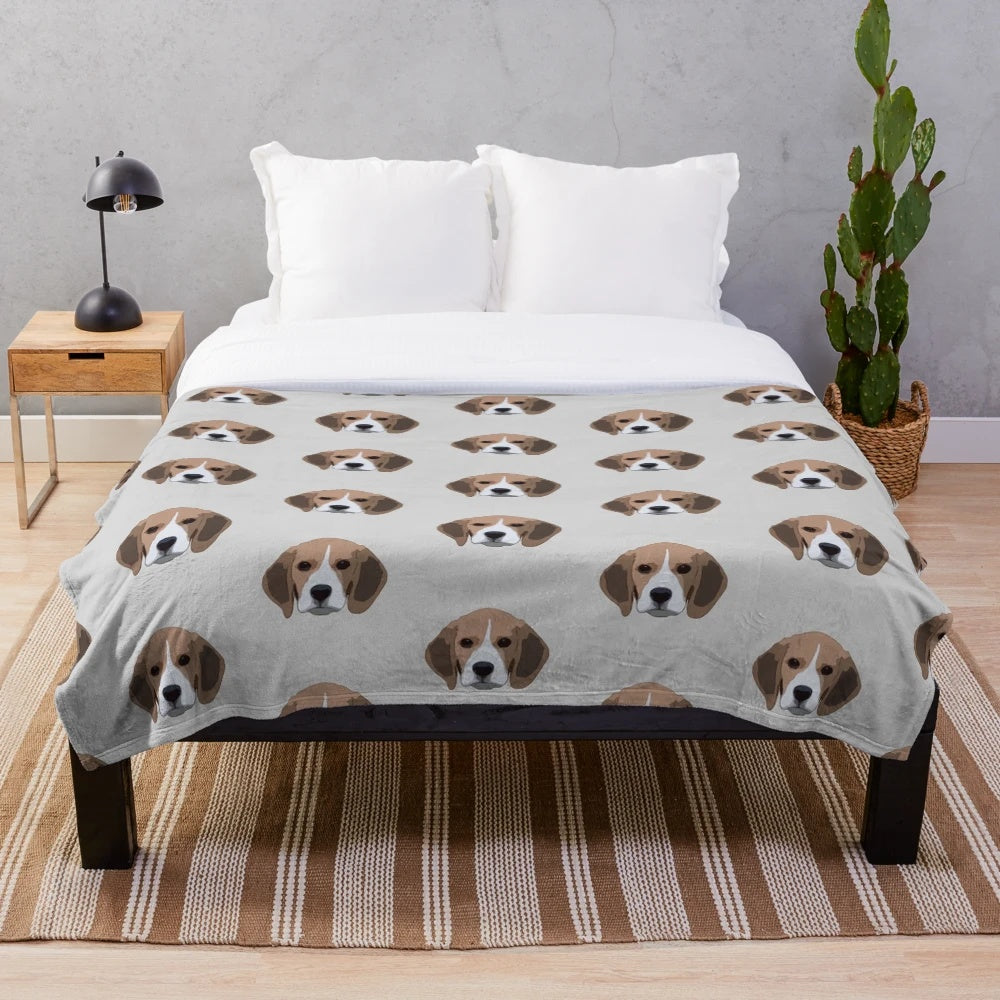 Beagle plush blanket with adorable dog breed design
