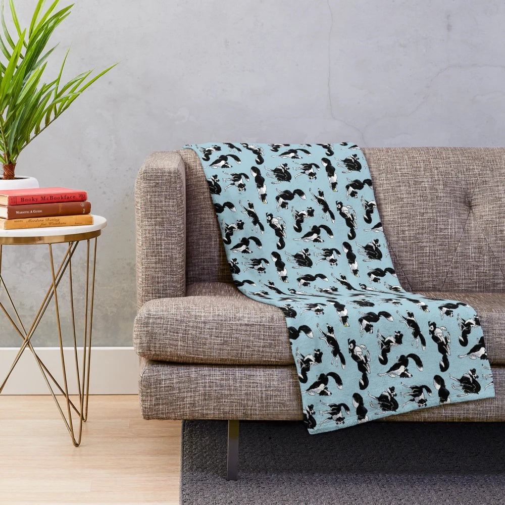 Cozy border collie plush blanket for pet owners