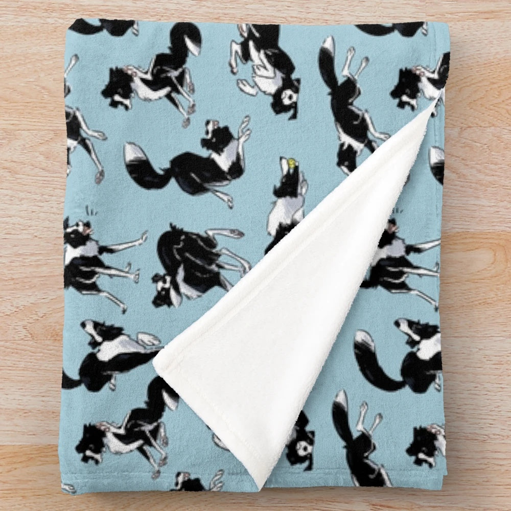 Cozy border collie plush blanket for pet owners