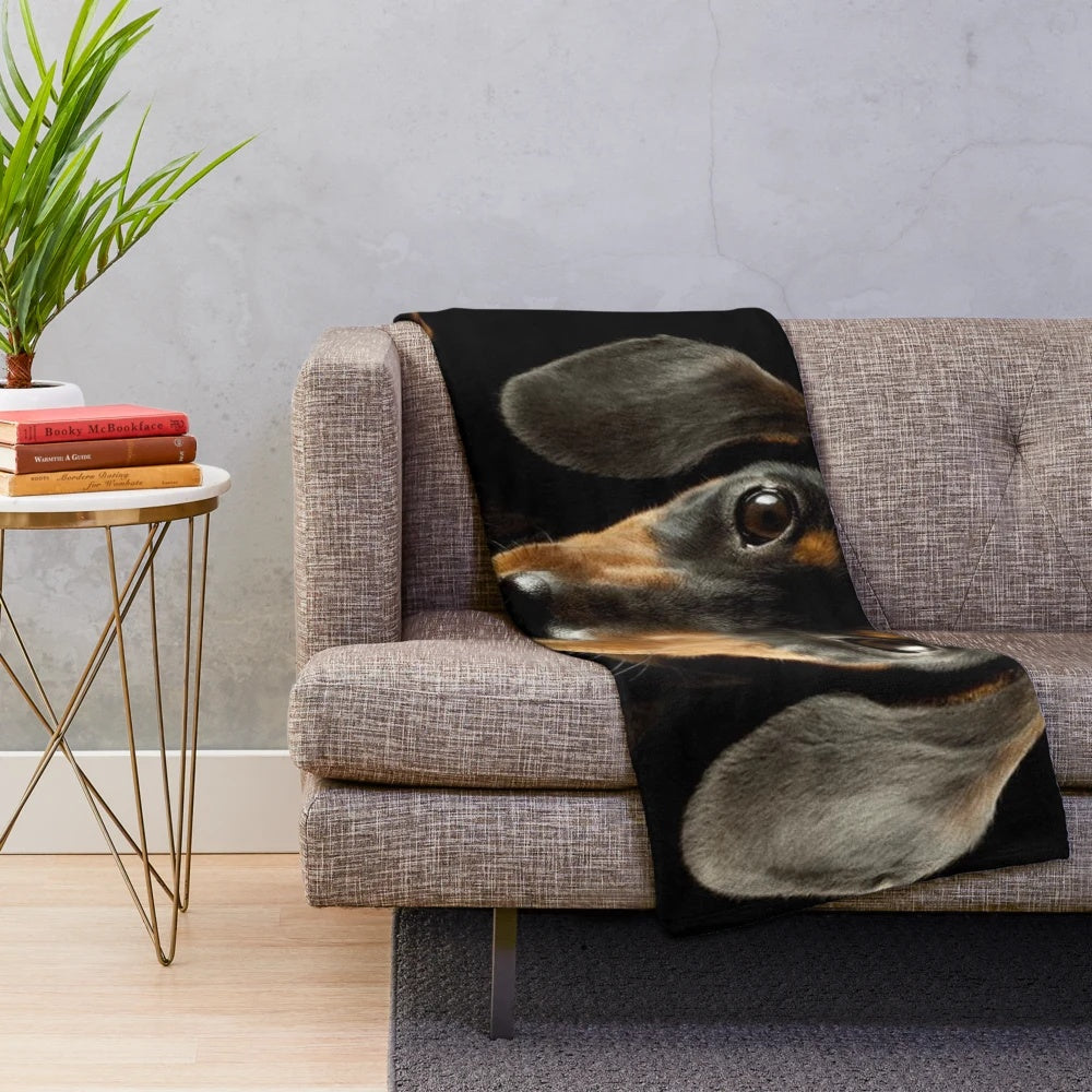Dachshund dog portrait design on a cozy plush blanket