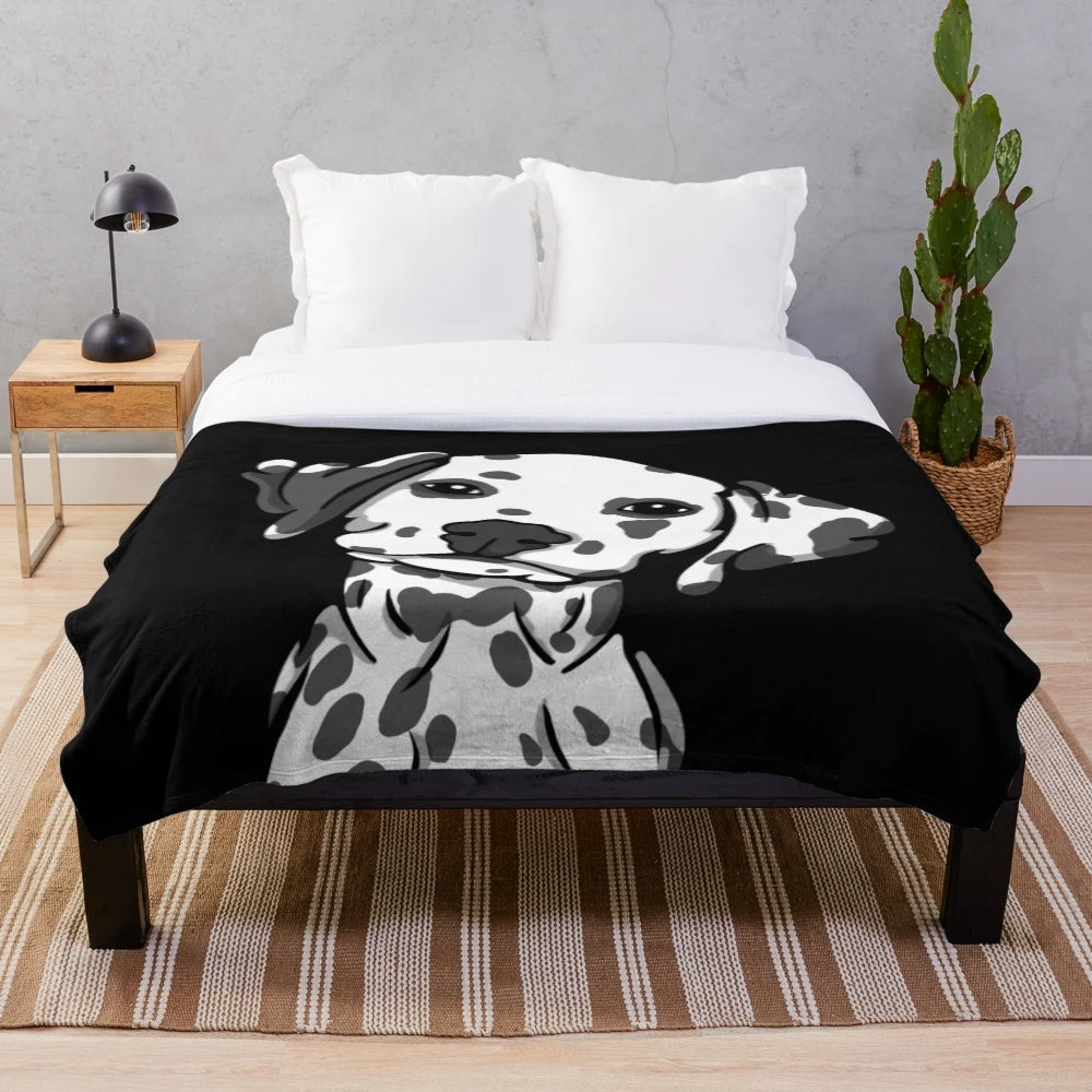 Cozy dalmatian-patterned plush blanket