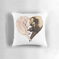 Soft, plush pillow featuring a heart design and the word "Love" with a cute ferret illustration.