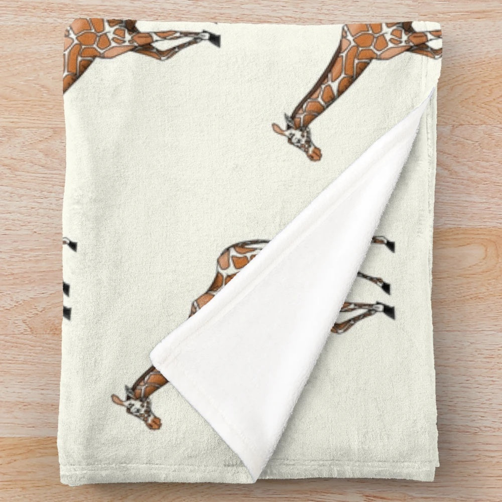 Soft, plush giraffe-patterned blanket