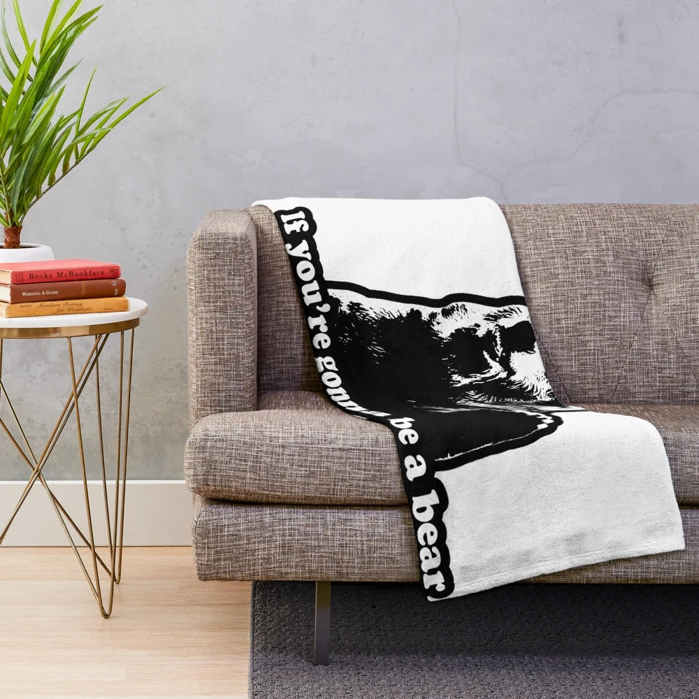 Grizzly bear plush blanket with inspirational quote