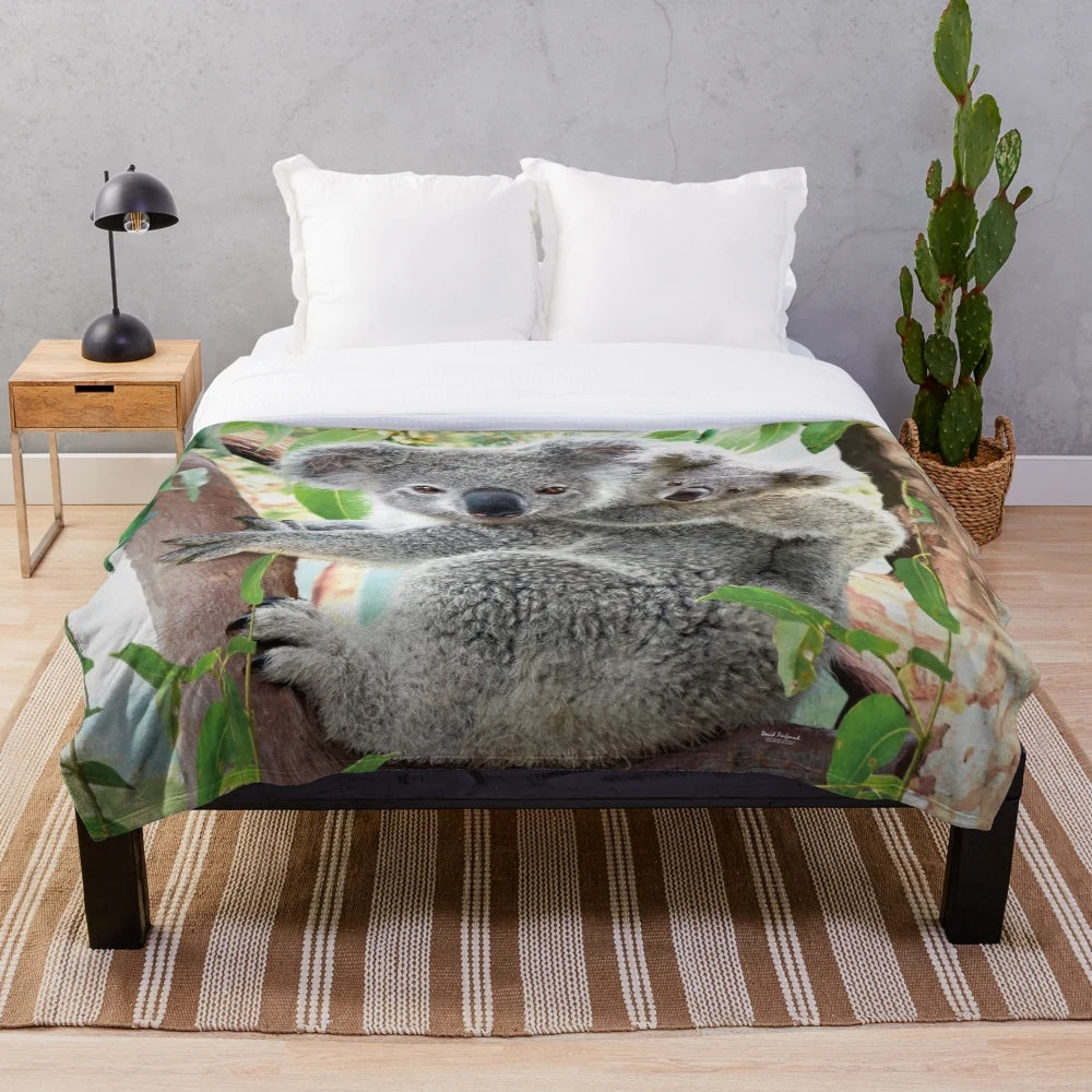 Soft and Cuddly Plush Koala Blanket
