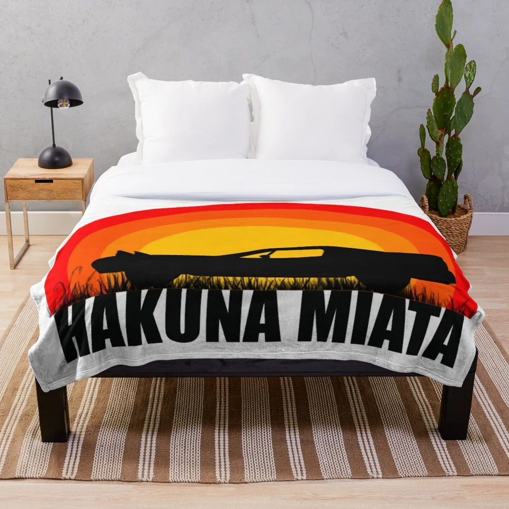 Soft and cozy plush blanket with Miata car design