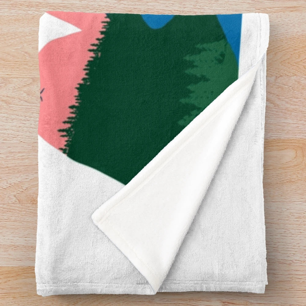 Cozy plush blanket featuring a mountain landscape, perfect for snuggling up with someone special.