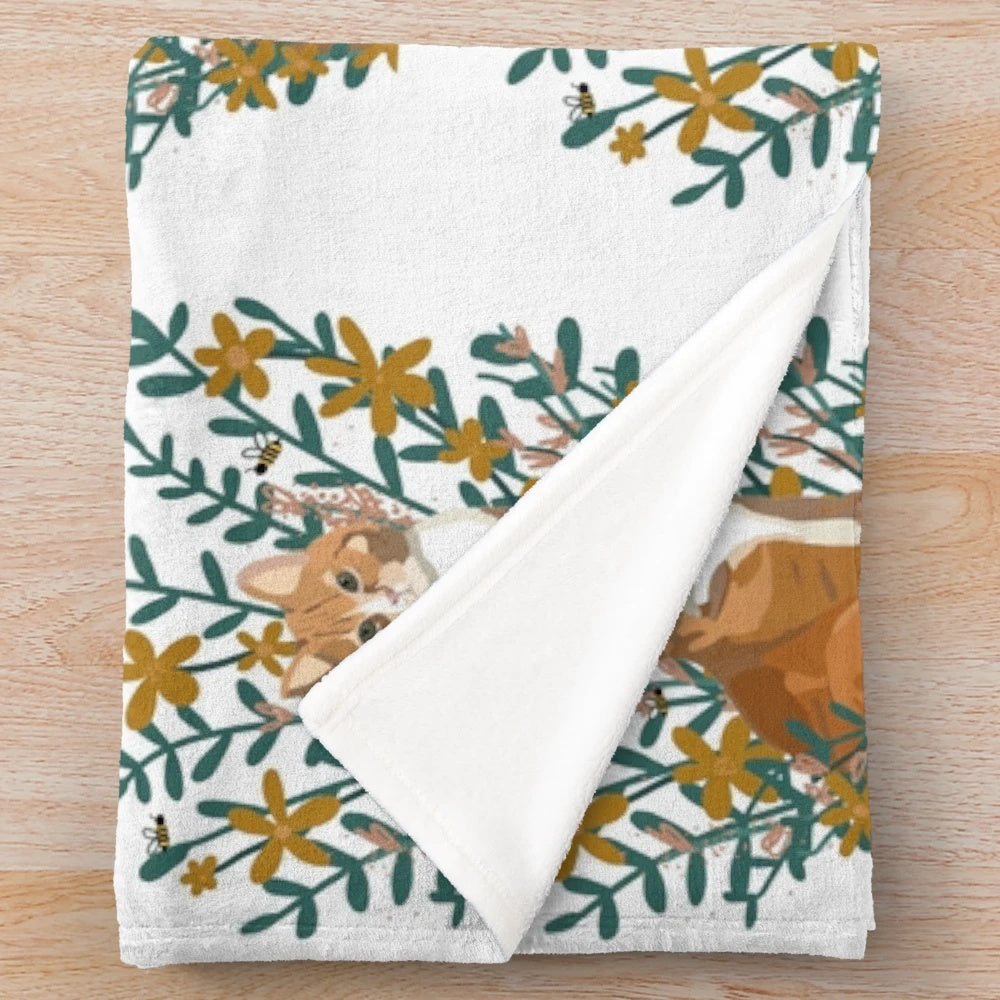 Soft and Cuddly Orange Cat Plush Blanket
