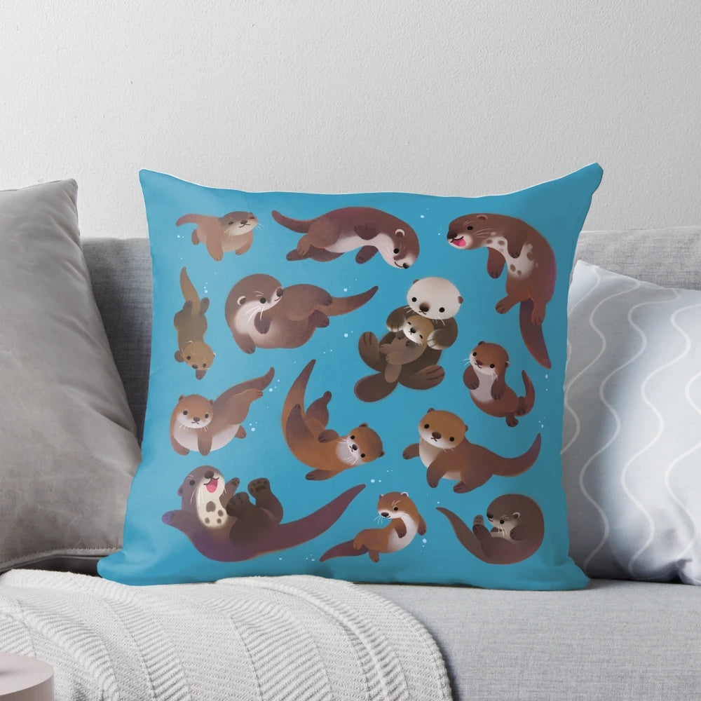Soft, plush pillow in the shape of an otter, perfect for cuddling and comfort.