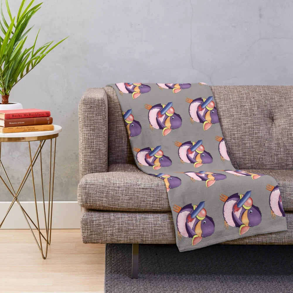 Cozy penguin soldier plush blanket for anime and gaming enthusiasts