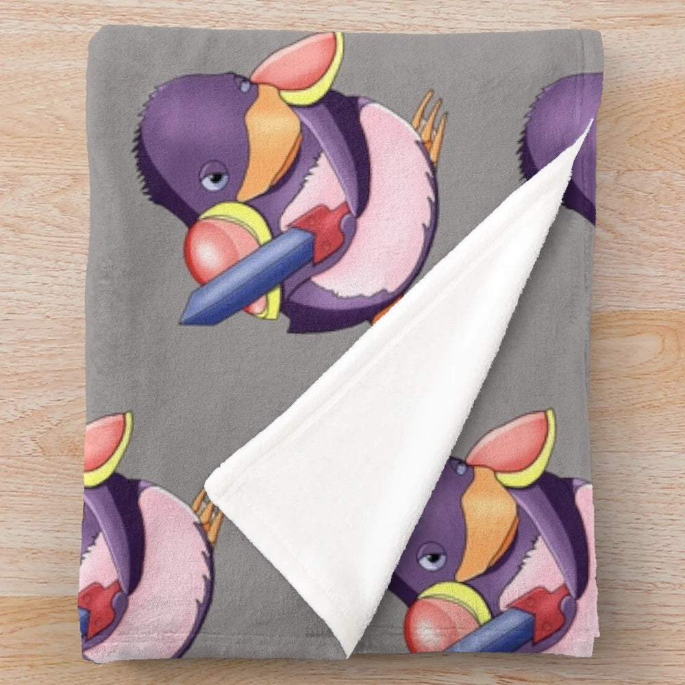 Cozy penguin soldier plush blanket for anime and gaming enthusiasts