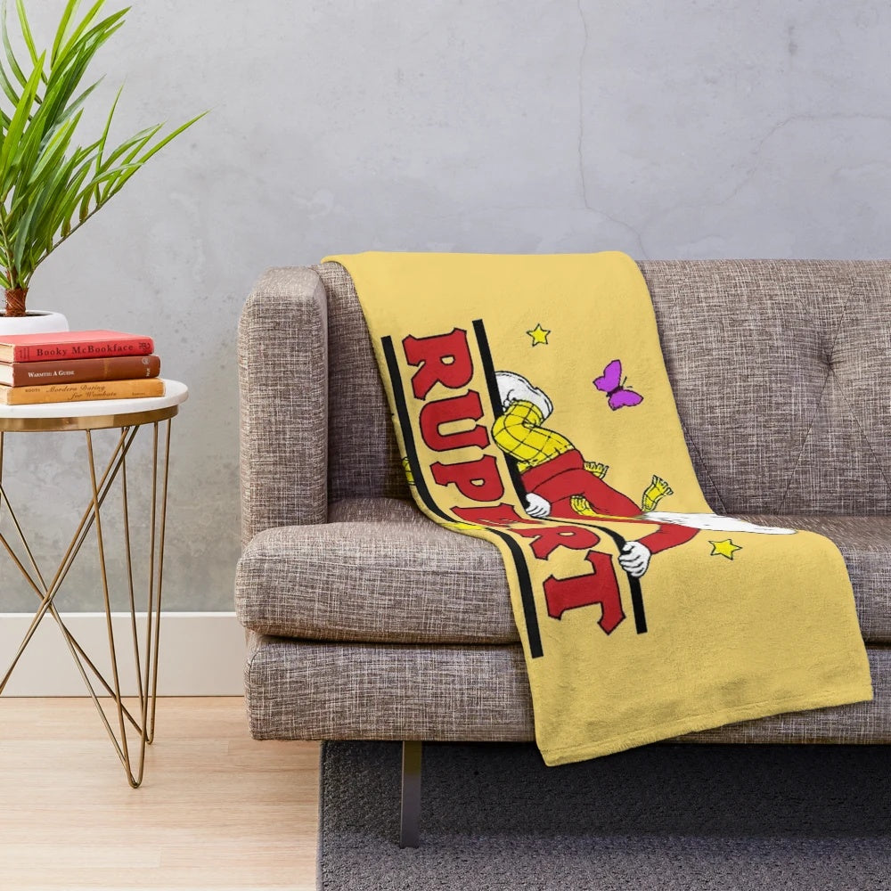 Soft and cozy Rupert Bear inspired plush blanket