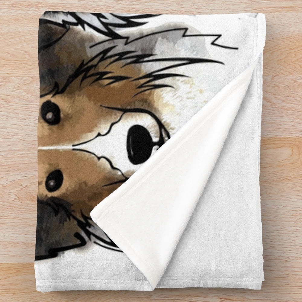 Soft and cuddly plush blanket featuring three adorable Sheltie dogs