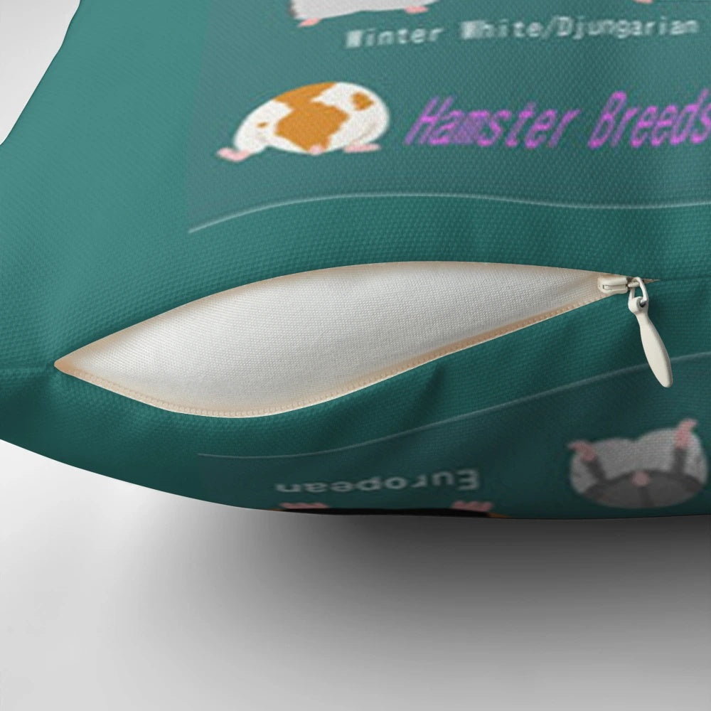 Soft, plush pillow featuring an adorable Syrian or golden hamster design.