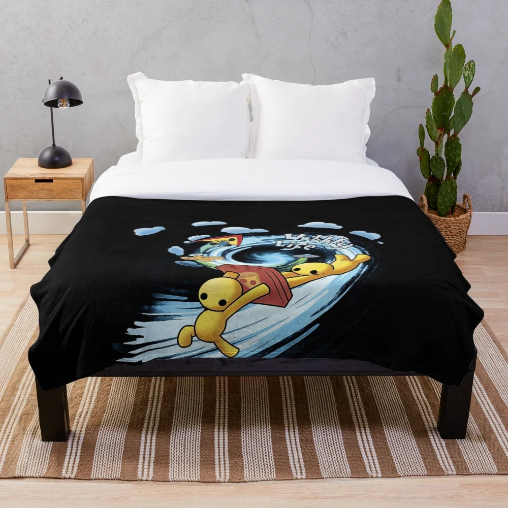 Wobbly Life branded plush blanket in a soft, cozy design