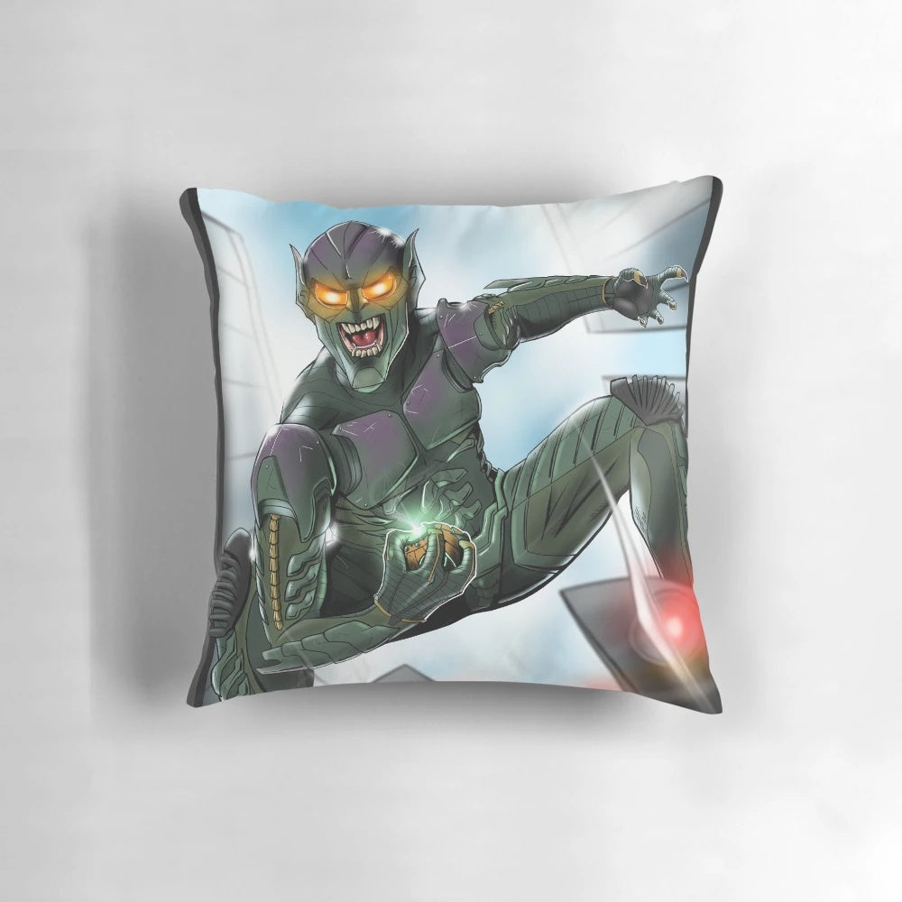 Green Goblin Gliding Pillow, a Marvel Comics-inspired pillow featuring the iconic supervillain's pumpkin glider