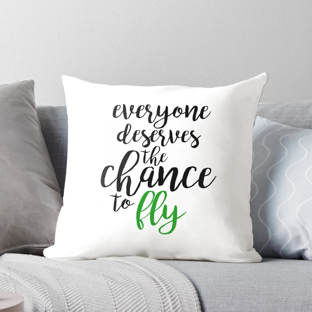 Wicked the Musical Pillow featuring characters Elphaba and Glinda