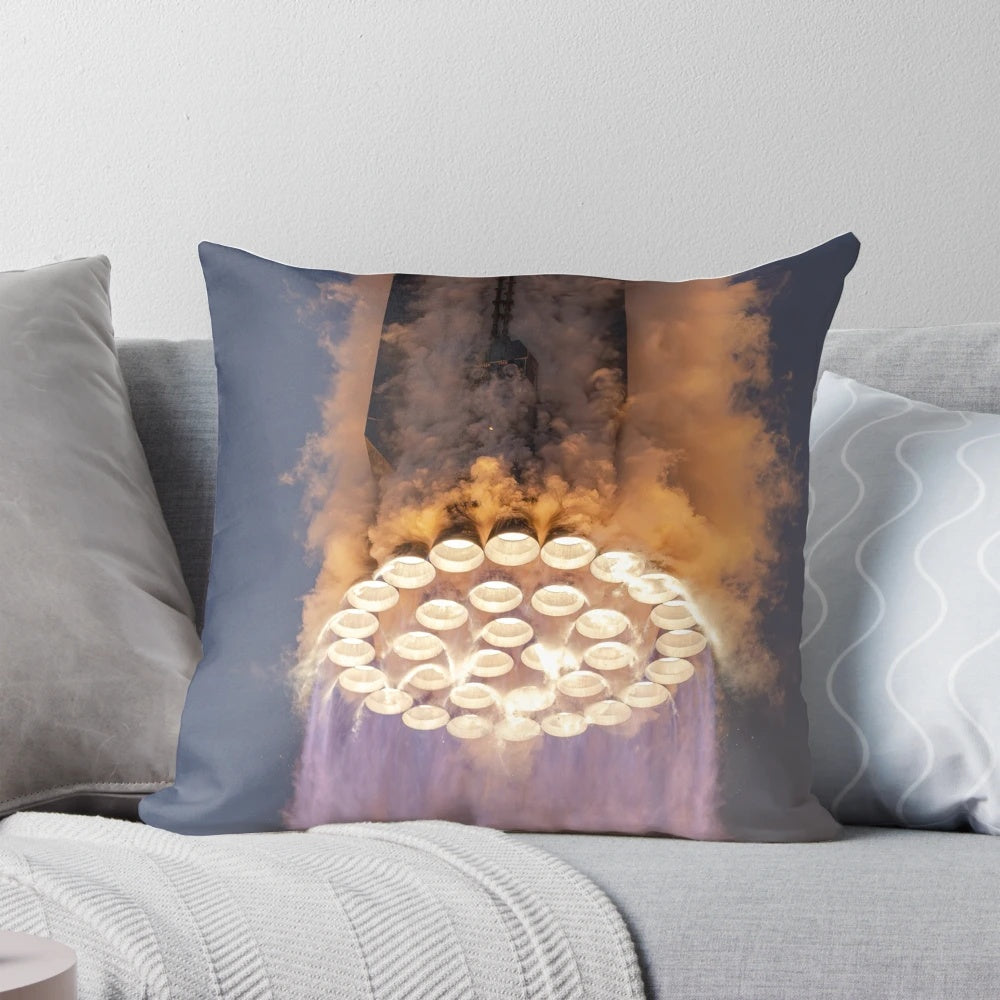 Plush pillow featuring the powerful Raptor engines of the SpaceX Starship launch vehicle