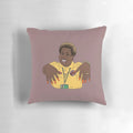 Come Fly With Me" Precious Pillow, a delightful aviation-themed coffee shop decor item featuring a manicured hand holding a coffee cup.