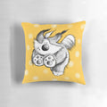 Whimsical pillow featuring a flying bearded collie dog breed